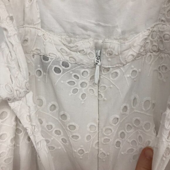 TopShop Broderie Anglaise white ruffle jumpsuit waist tie laser cutout floral 4 - Picture 7 of 16